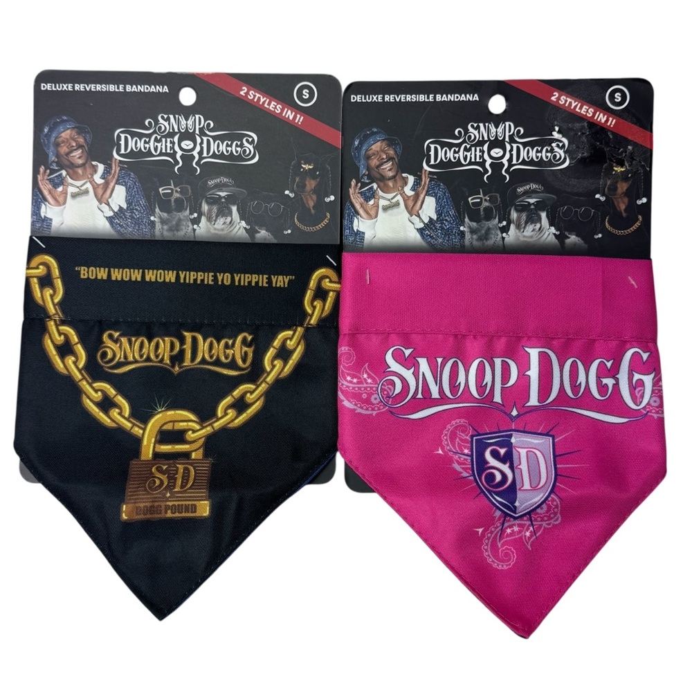 Holiday Pet Bandana Set Snoop Dogg Jammies Small Medium Cat Dog NEW - Picture 5 of 12